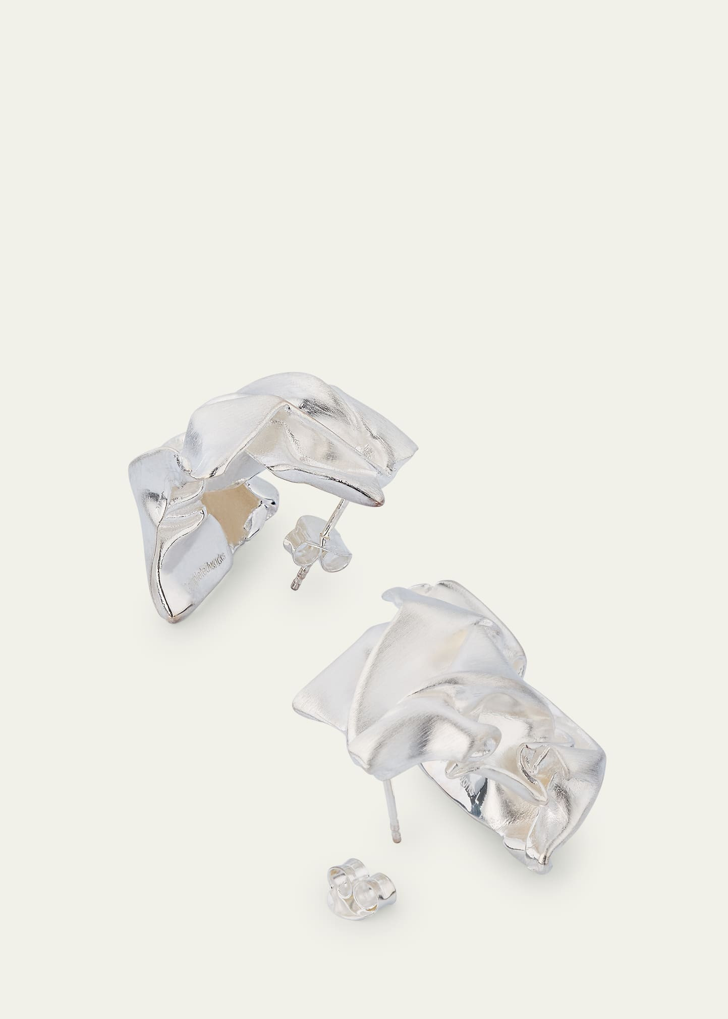 Gold Plated Recycled Sterling Silver Crunched Stud Earrings - 4