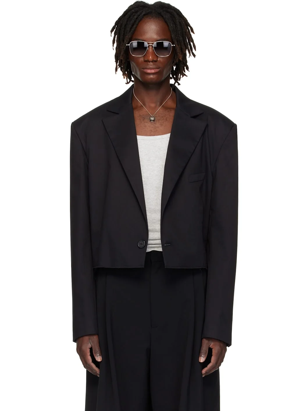 Black Slashed Blazer - 1