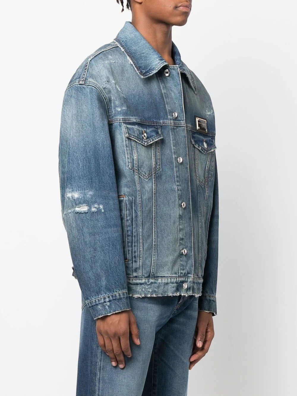 Distressed denim jacket - 3