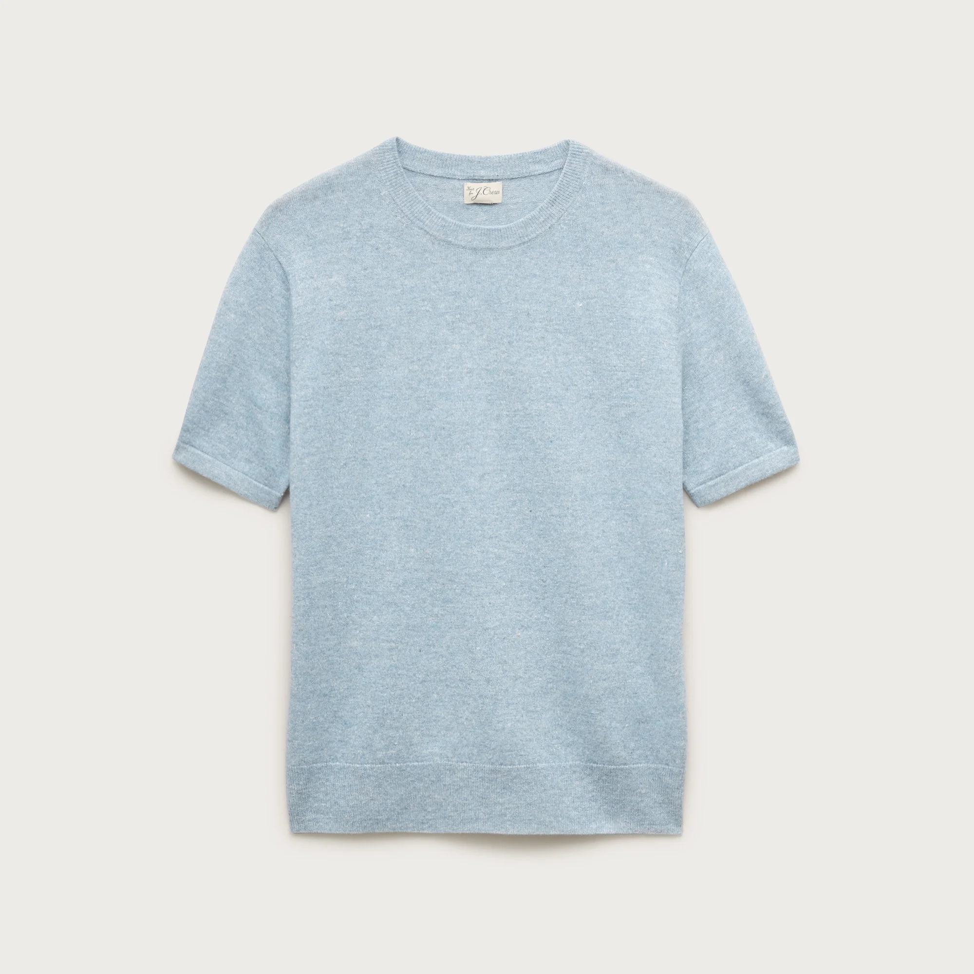 Short-sleeve cashmere-linen blend sweater - 1