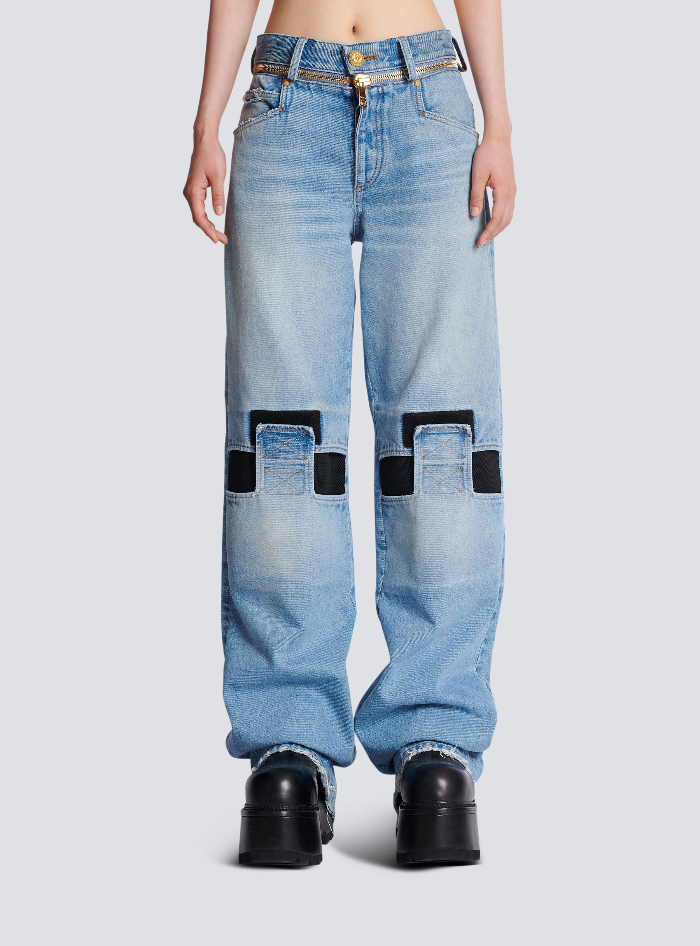 Wide-leg jeans with technical yoke - 5