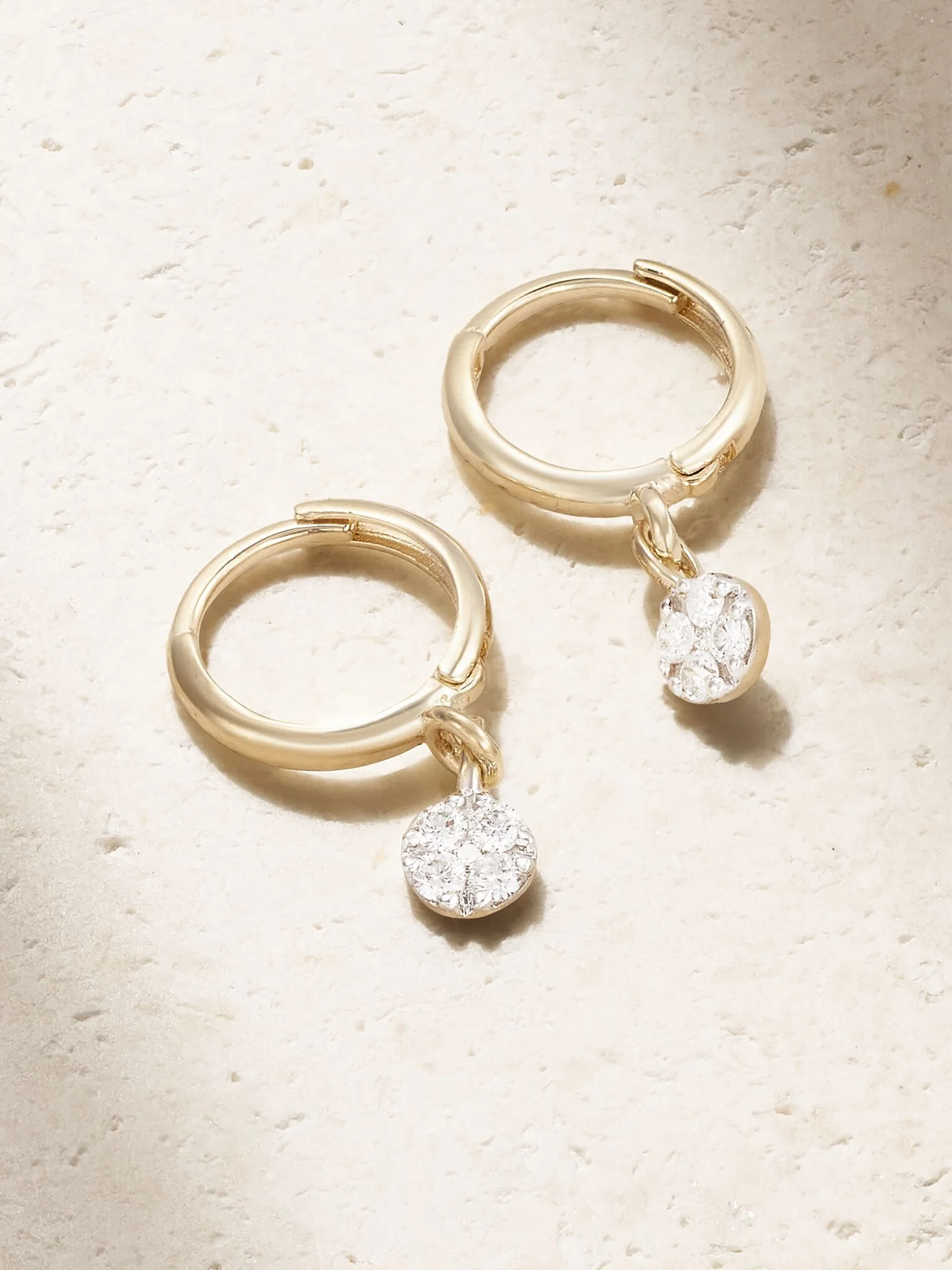 Disco 10-karat yellow and white gold diamond hoop earrings Gold - 1