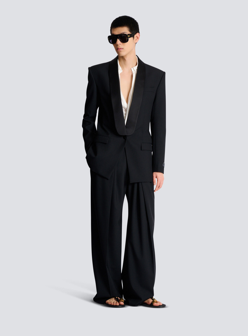 Balmain Wool twill trousers with wide knife pleats outlook