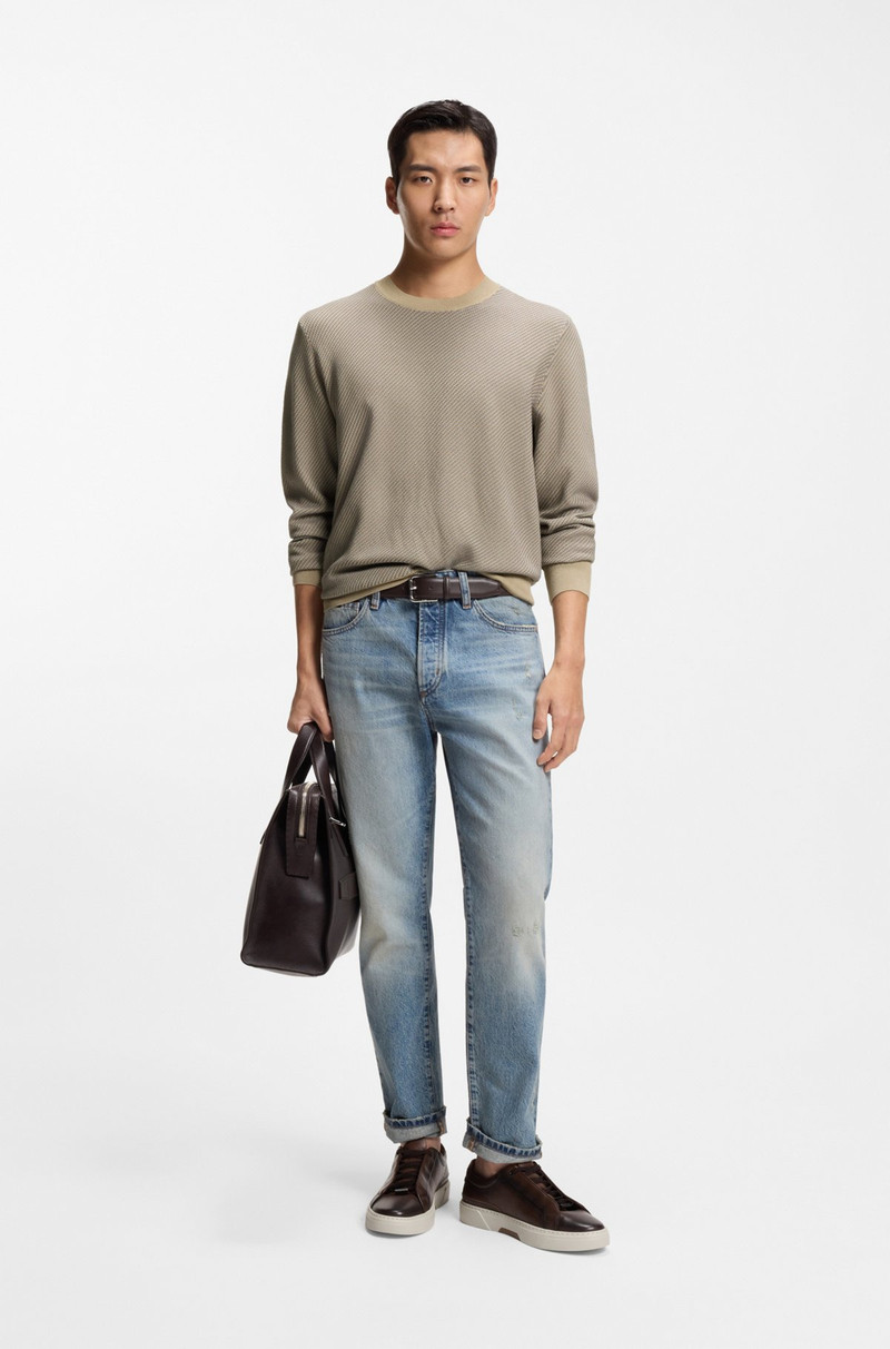 BOSS COTTON-SILK SWEATER WITH KNITTED STRUCTURE outlook