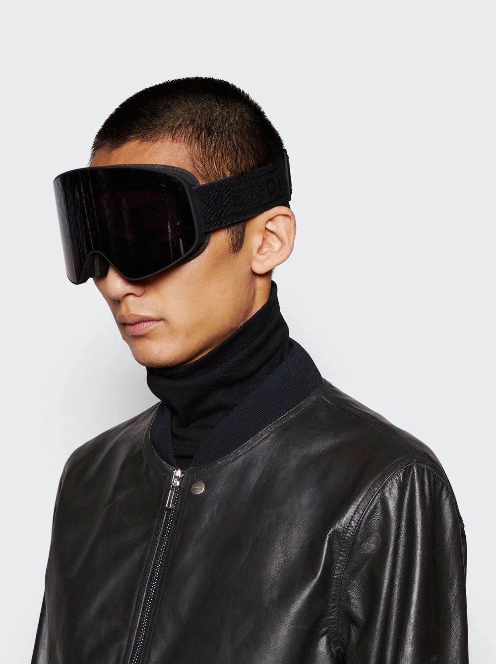 Ski Mask With Logo Mirrored Lenses Shiny Black - 3