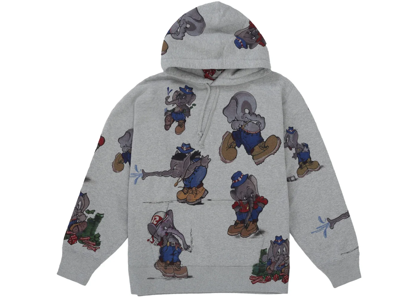 Supreme Elephant Hooded Sweatshirt Heather Grey - 1
