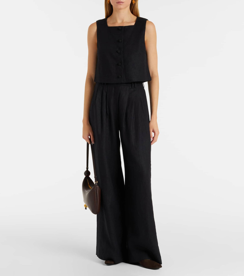 POSSE Parker high-rise linen wide-leg pants outlook