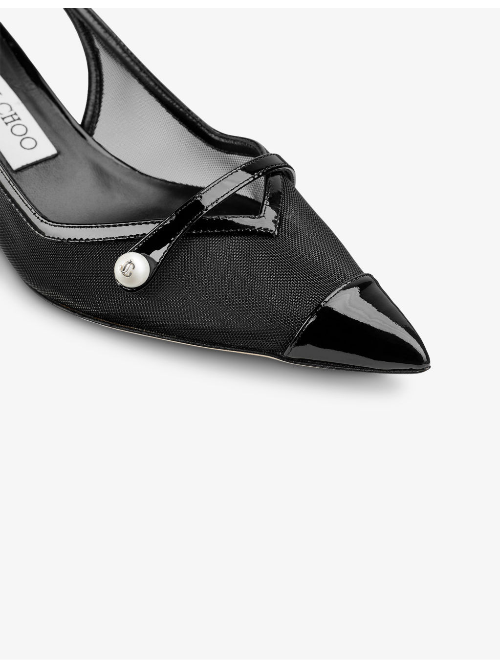 Amita 45 Patent Leather and Mesh Slingbacks - 5