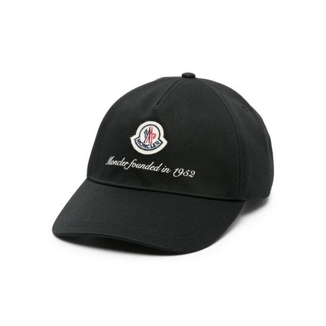 Black logo-patch cotton cap - 1