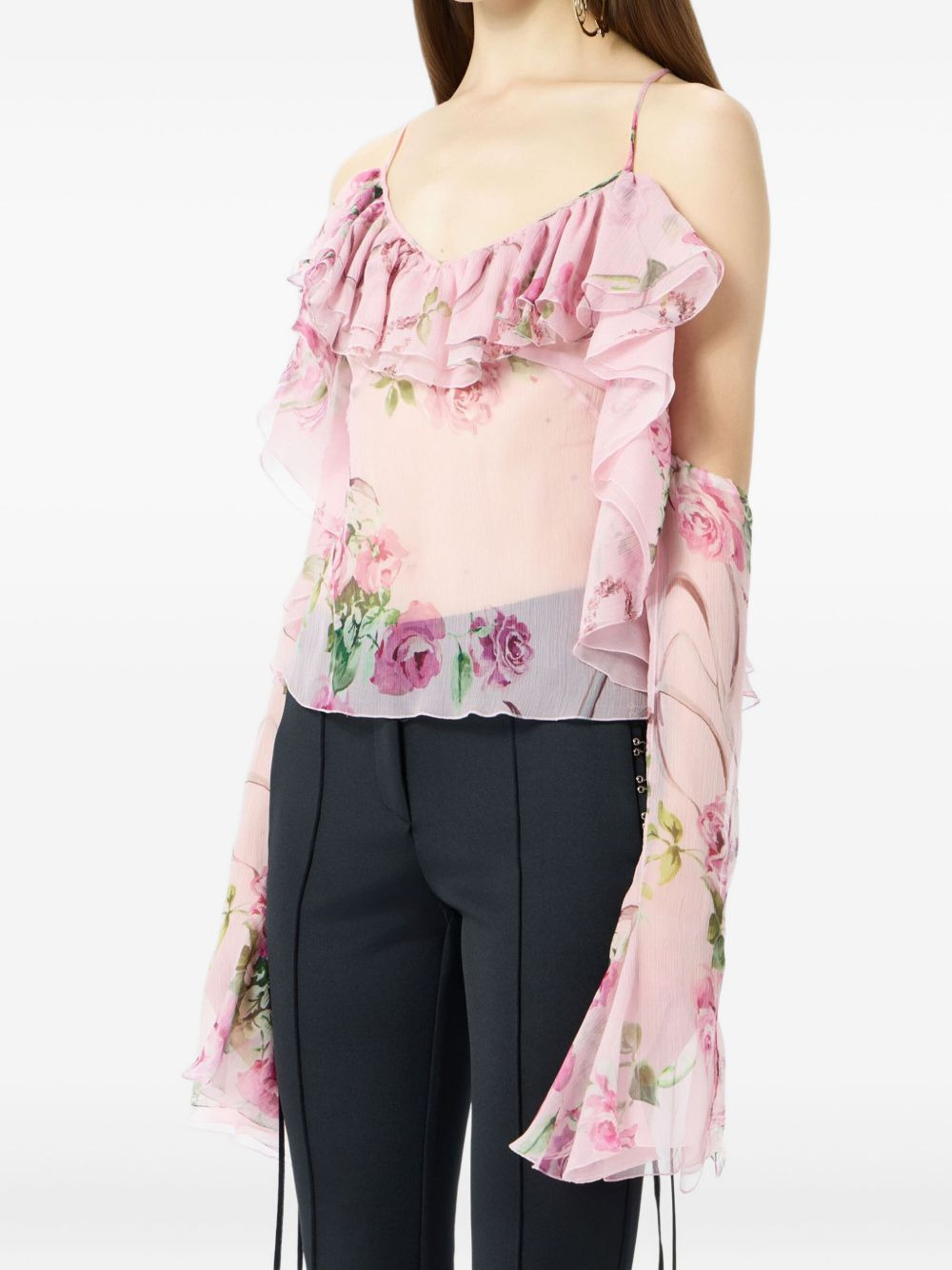 ruffled floral-print top - 5