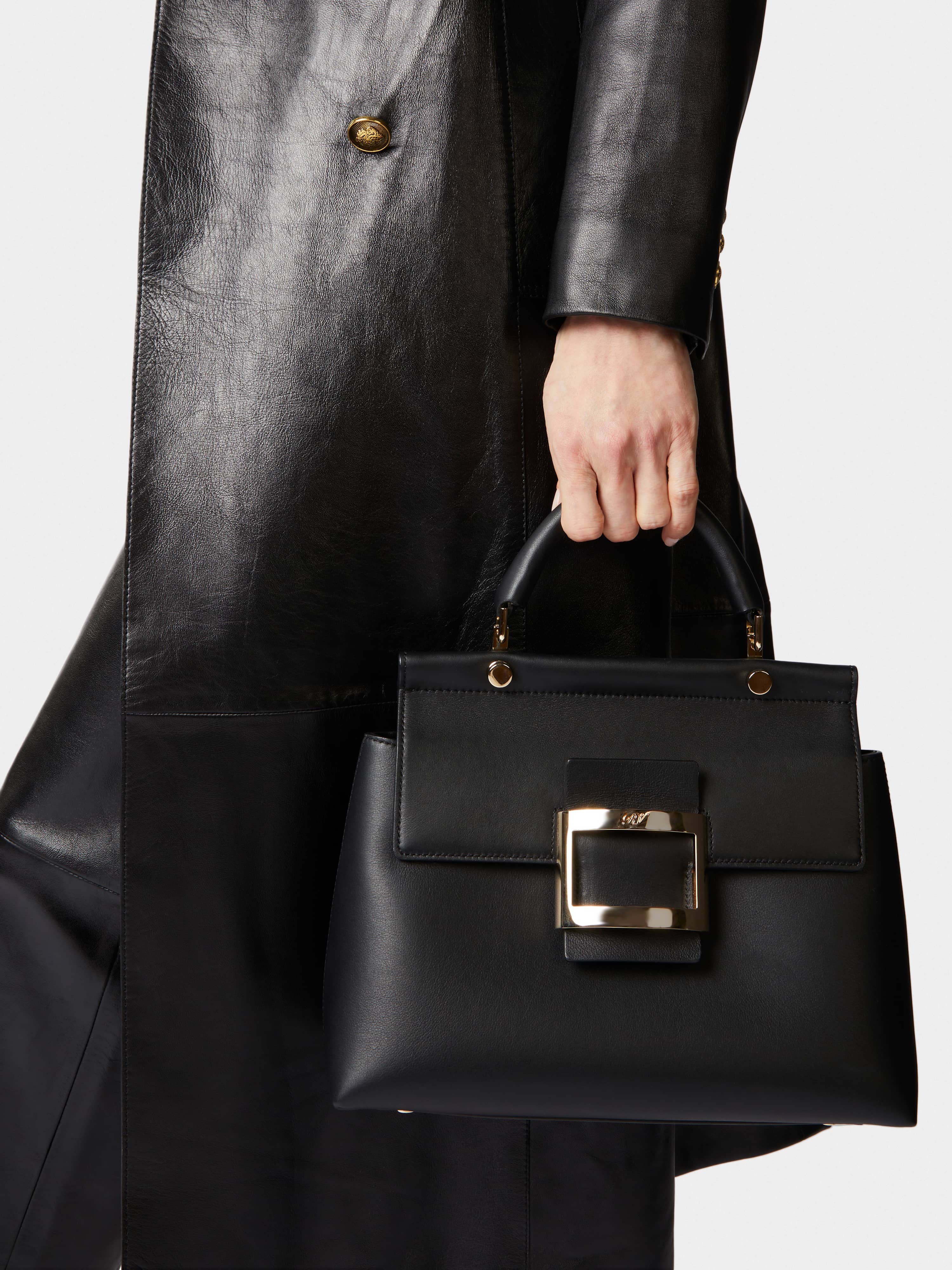 Viv' Cabas Metal Buckle Bag in Leather - 8
