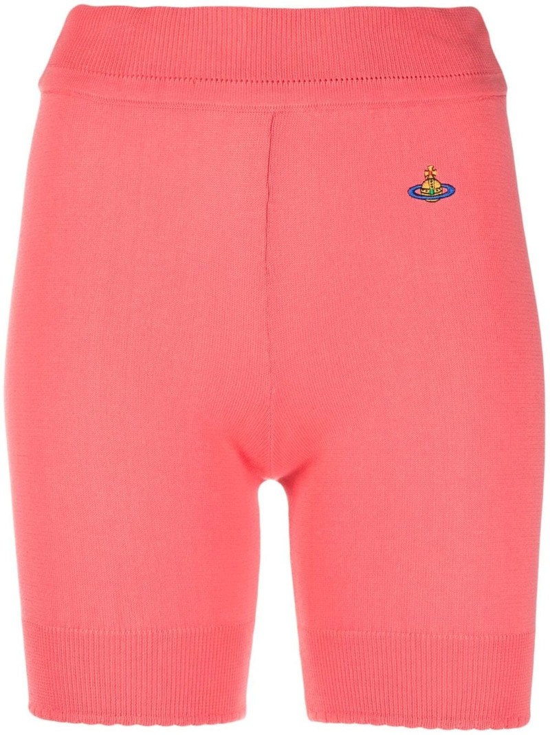 embroidered-logo ribbed-knit shorts 1