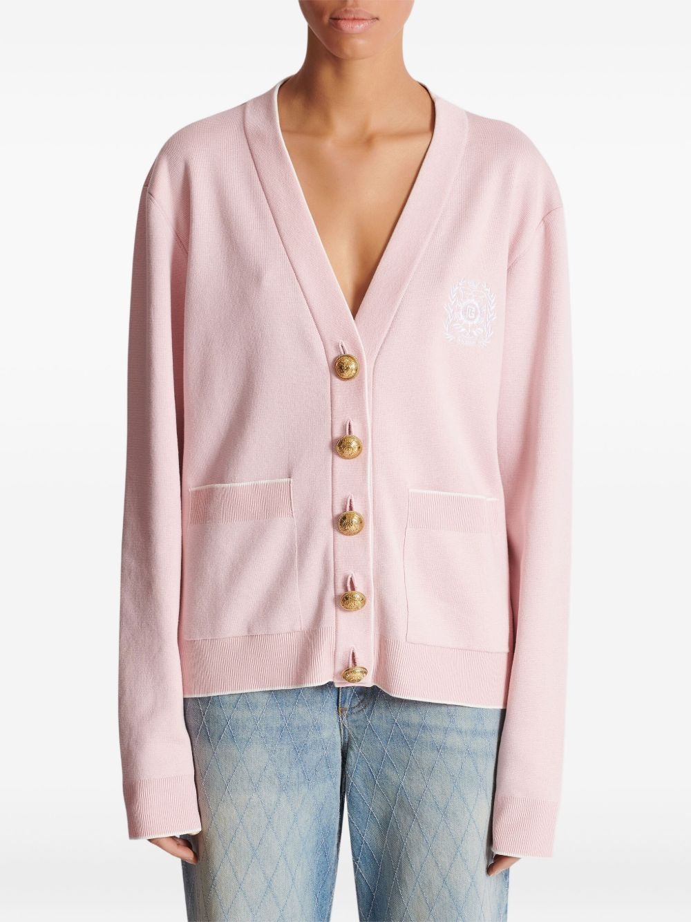 Emblème-embroidered cardigan - 6