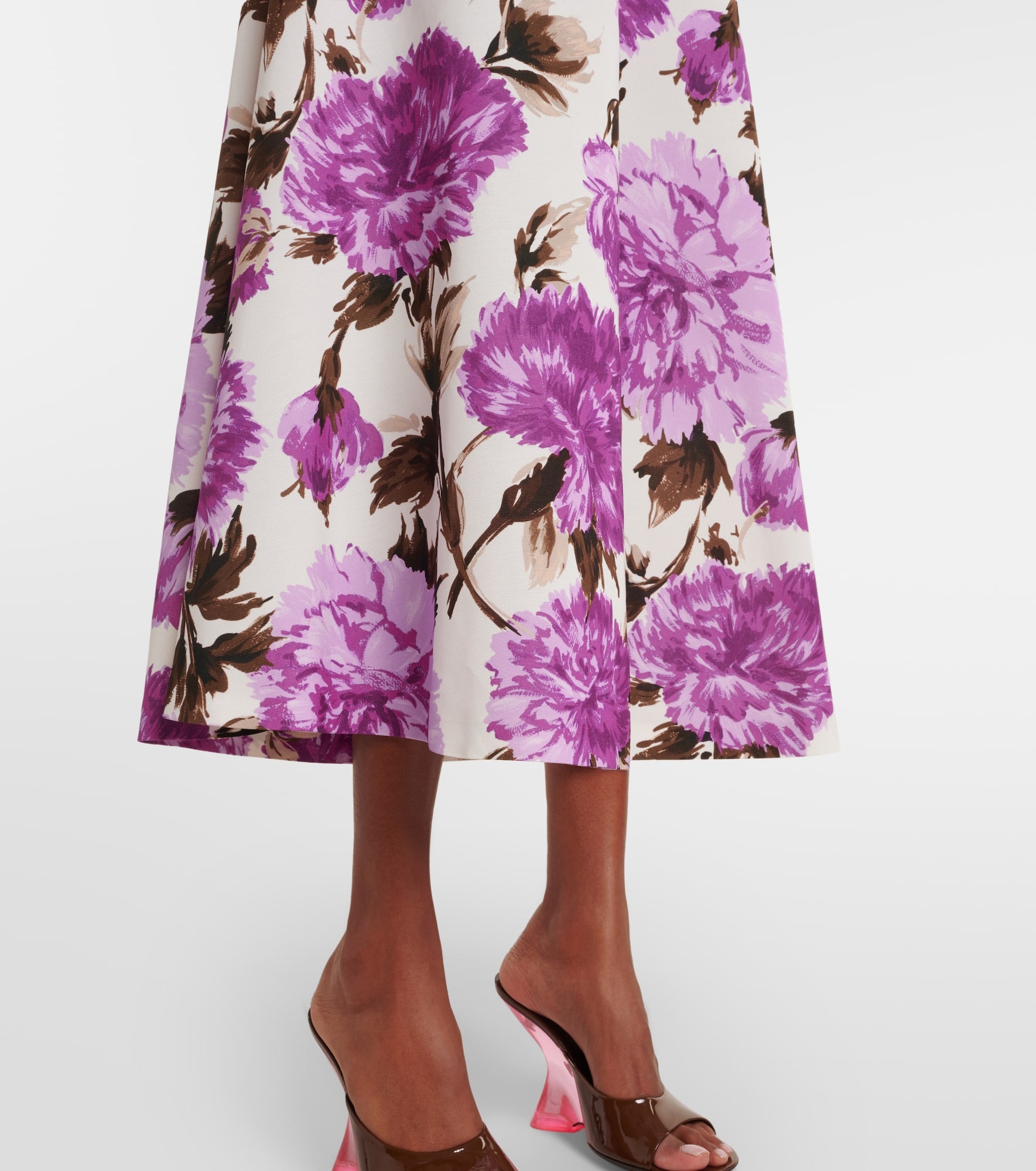 Floral cotton-blend faillé midi dress - 5