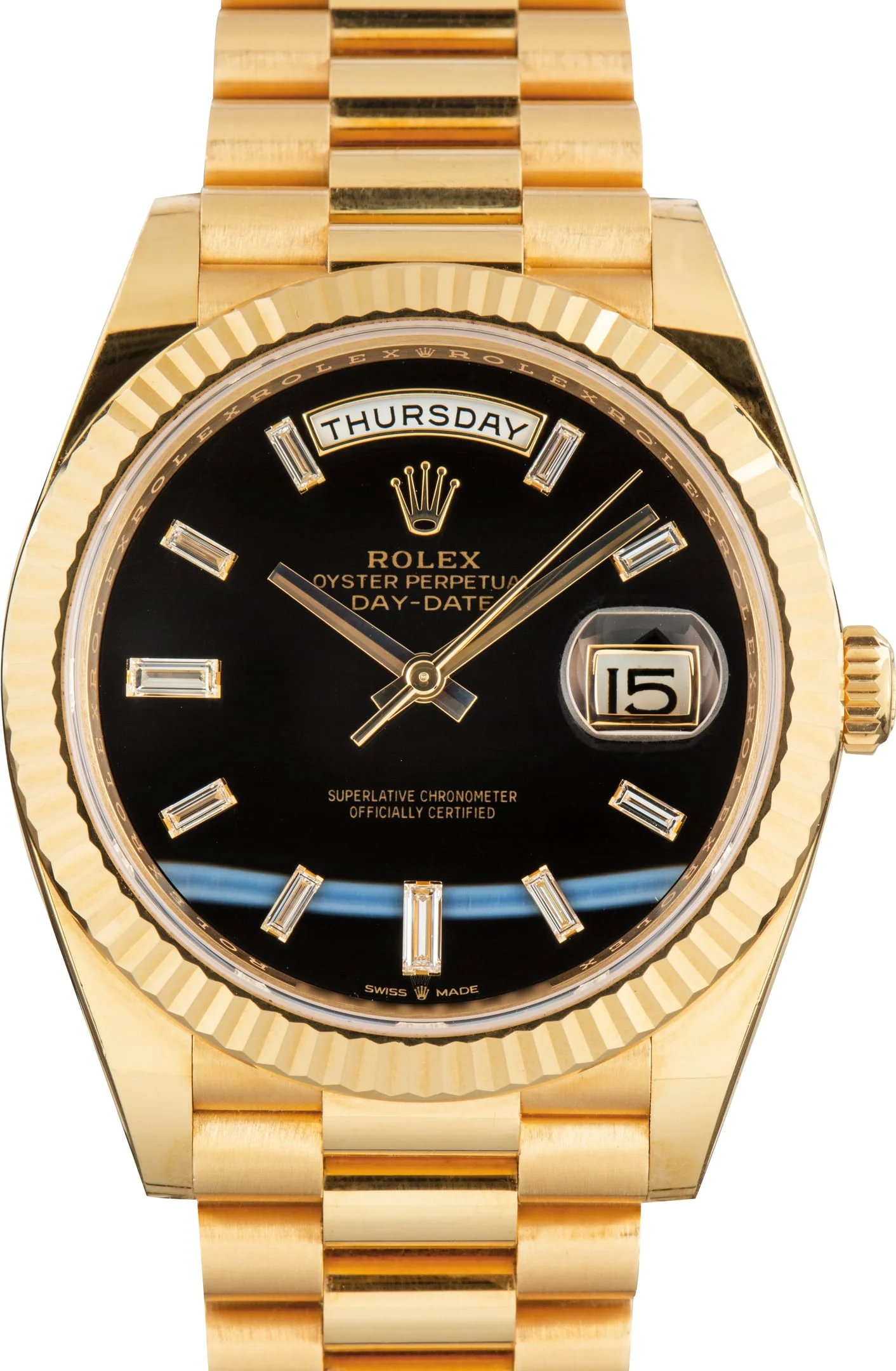 Pre-Owned Rolex Day-Date 40 Ref 228238 Onyx Baguette Diamond Dial - 1