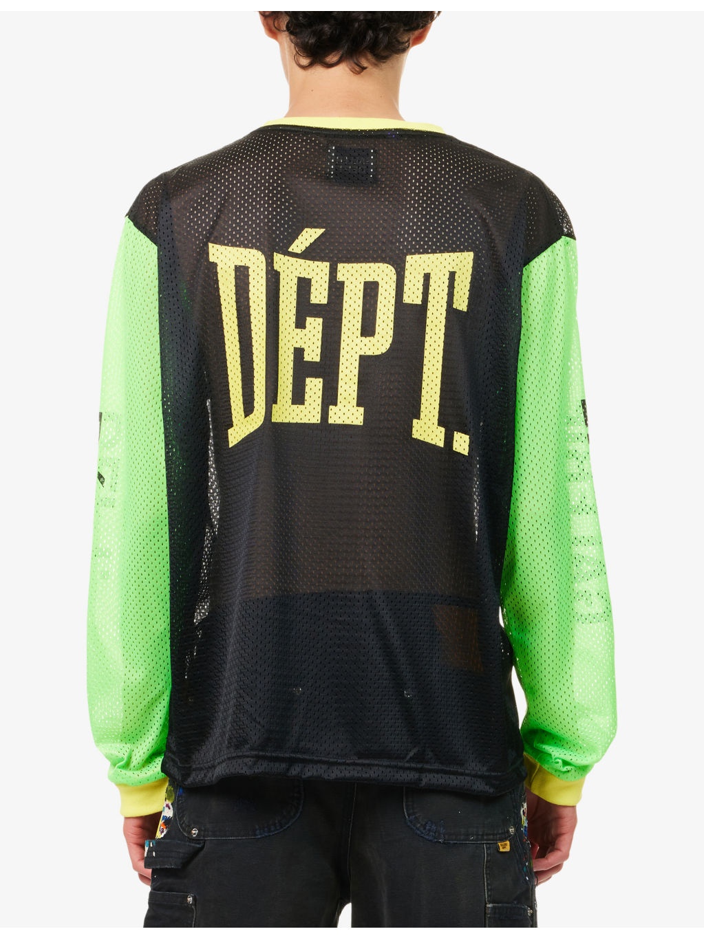 Graphic-Print Colour-Block Mesh Top - 4