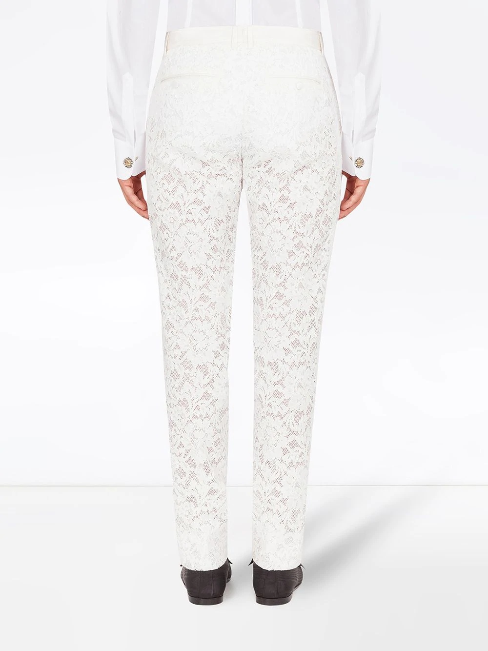 lace straight-leg trousers - 4