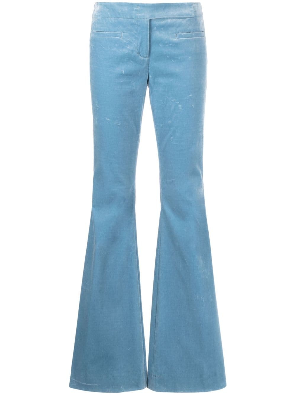 mid-rise velvet flared trousers - 1