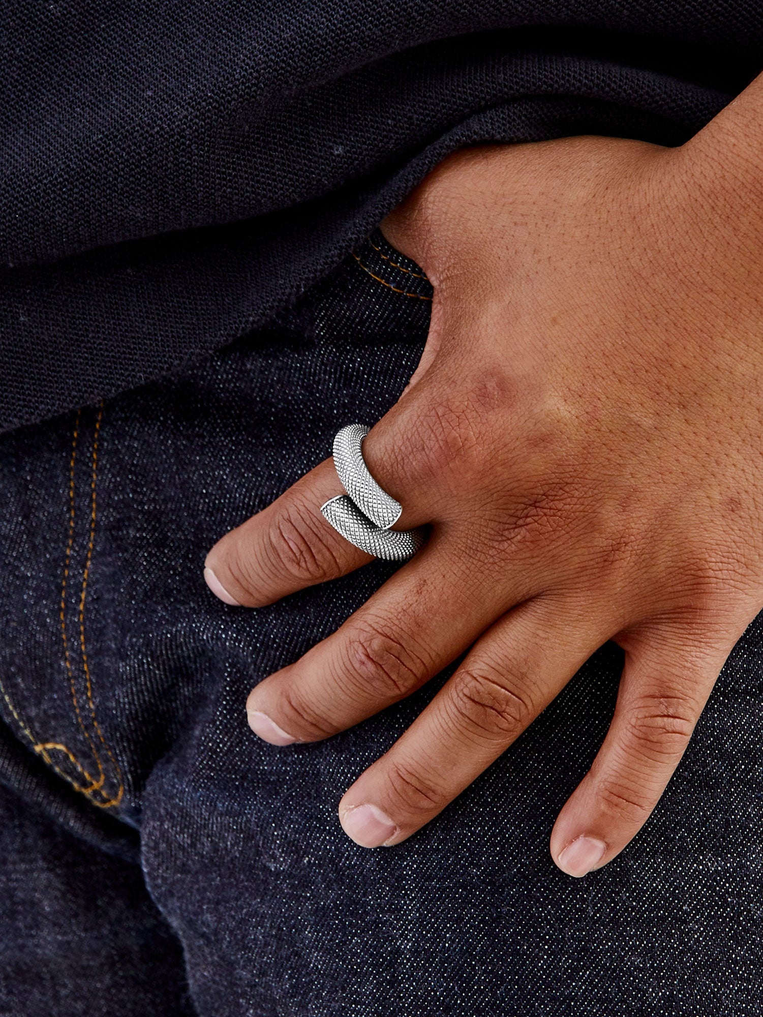 GOOD ART HLYWD Nixon Goosebumps Ring in Sterling Sliver