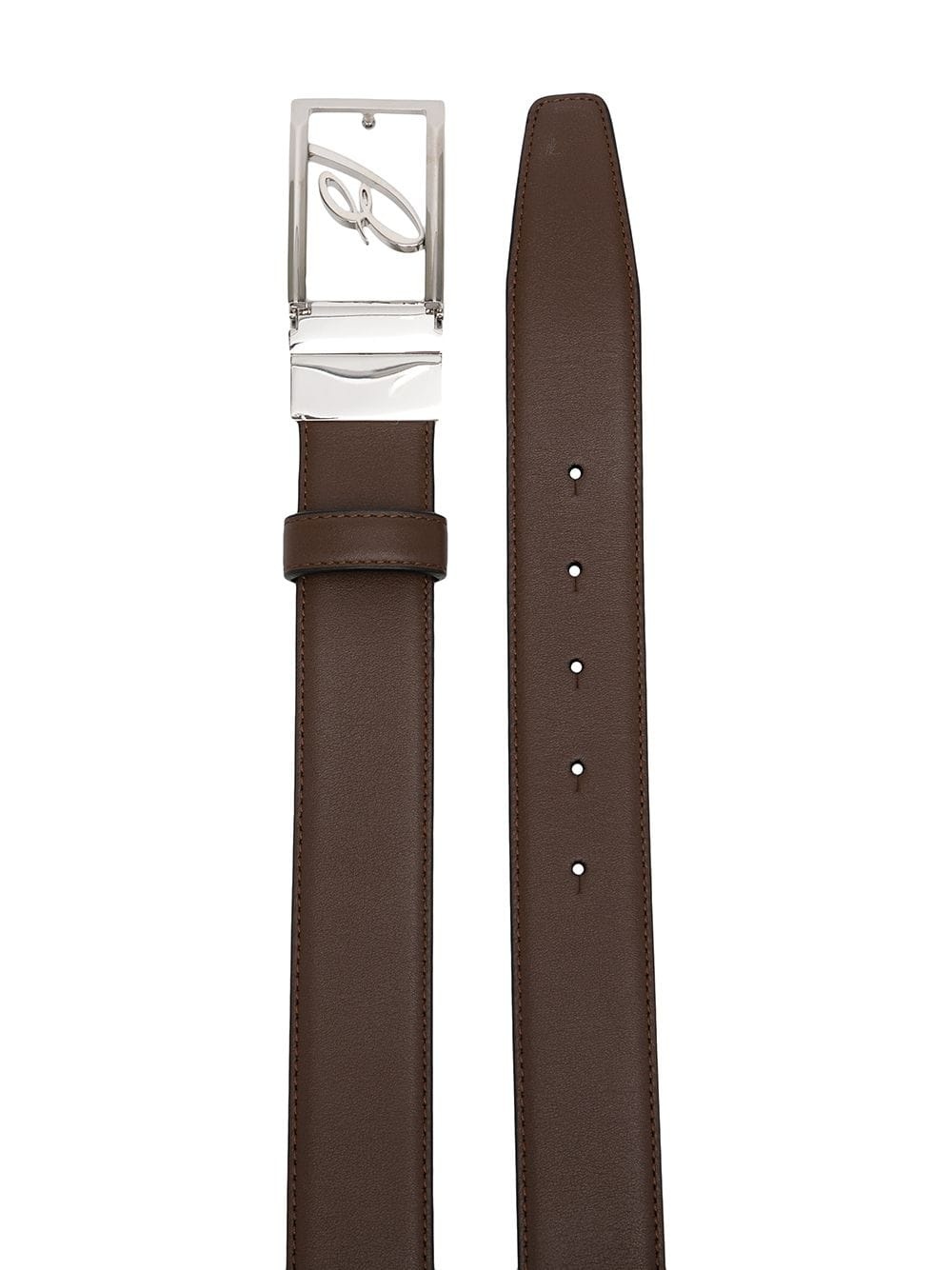 logo-plaque leather belt - 2