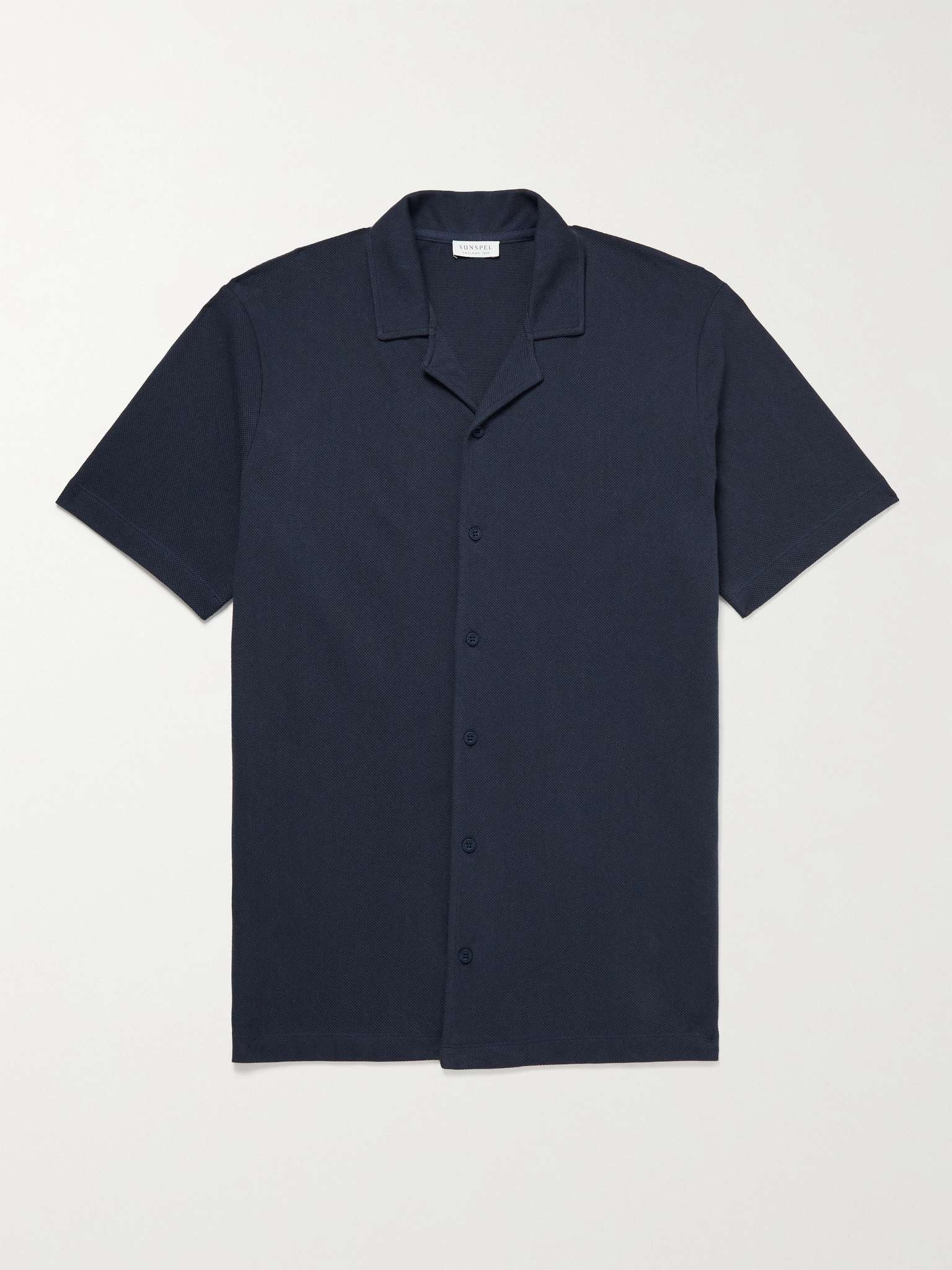 Camp-Collar Cotton-Mesh Shirt - 1