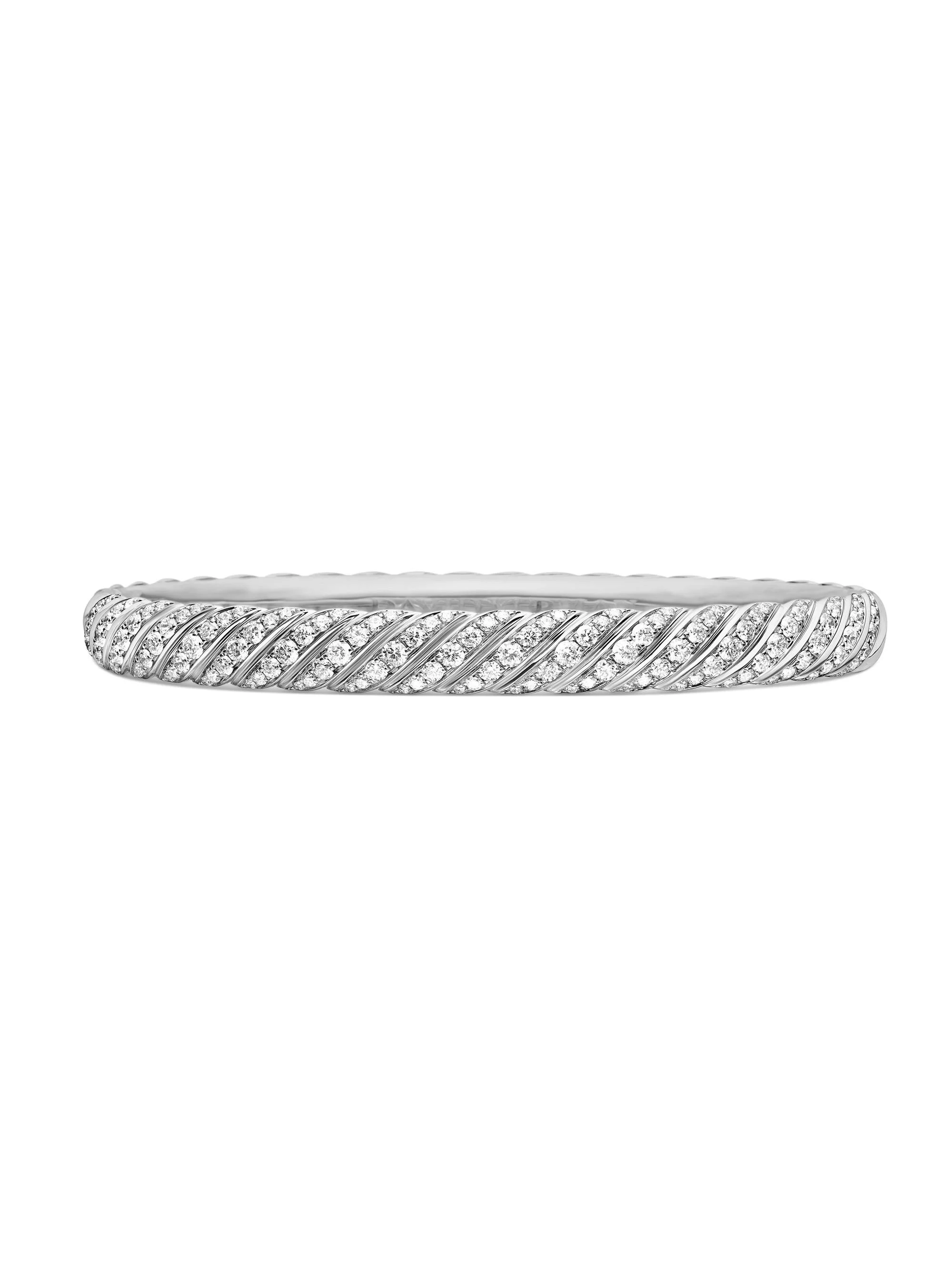 Women's Sculpted Cable Bangle Bracelet In 18K White Gold - Silver - 1
