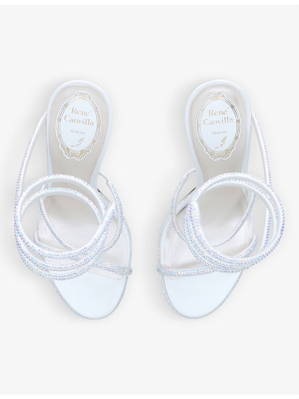 Cleo crystal-embellished leather heeled sandals - 4