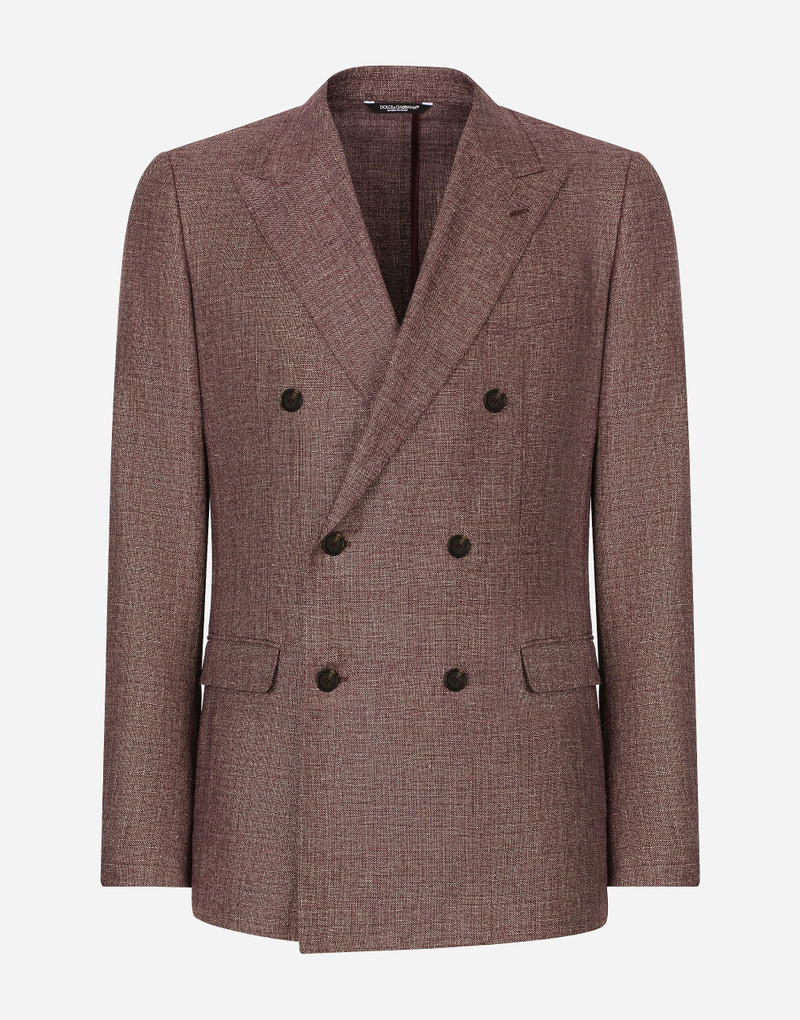 Double-breasted linen-blend Taormina-fit jacket 1