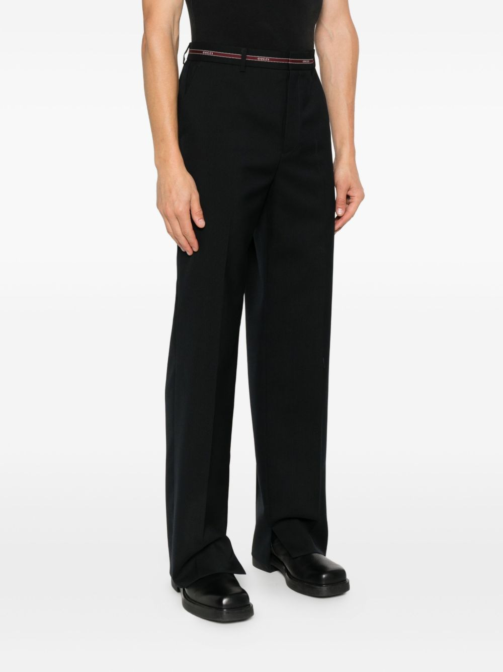 selvedge-detail wool trousers - 3