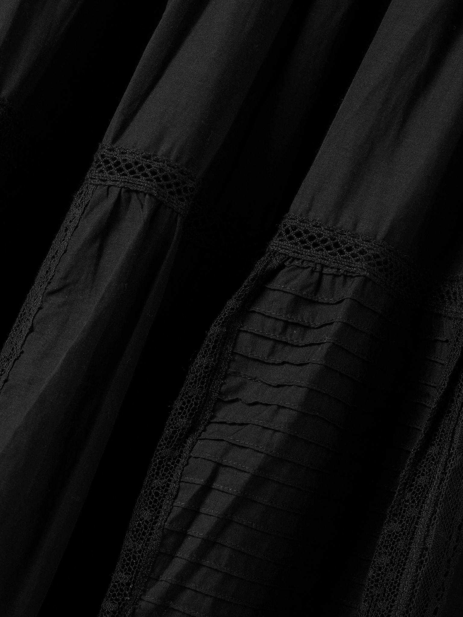 Franca tiered lace-trimmed cotton-blend midi skirt Black - 5
