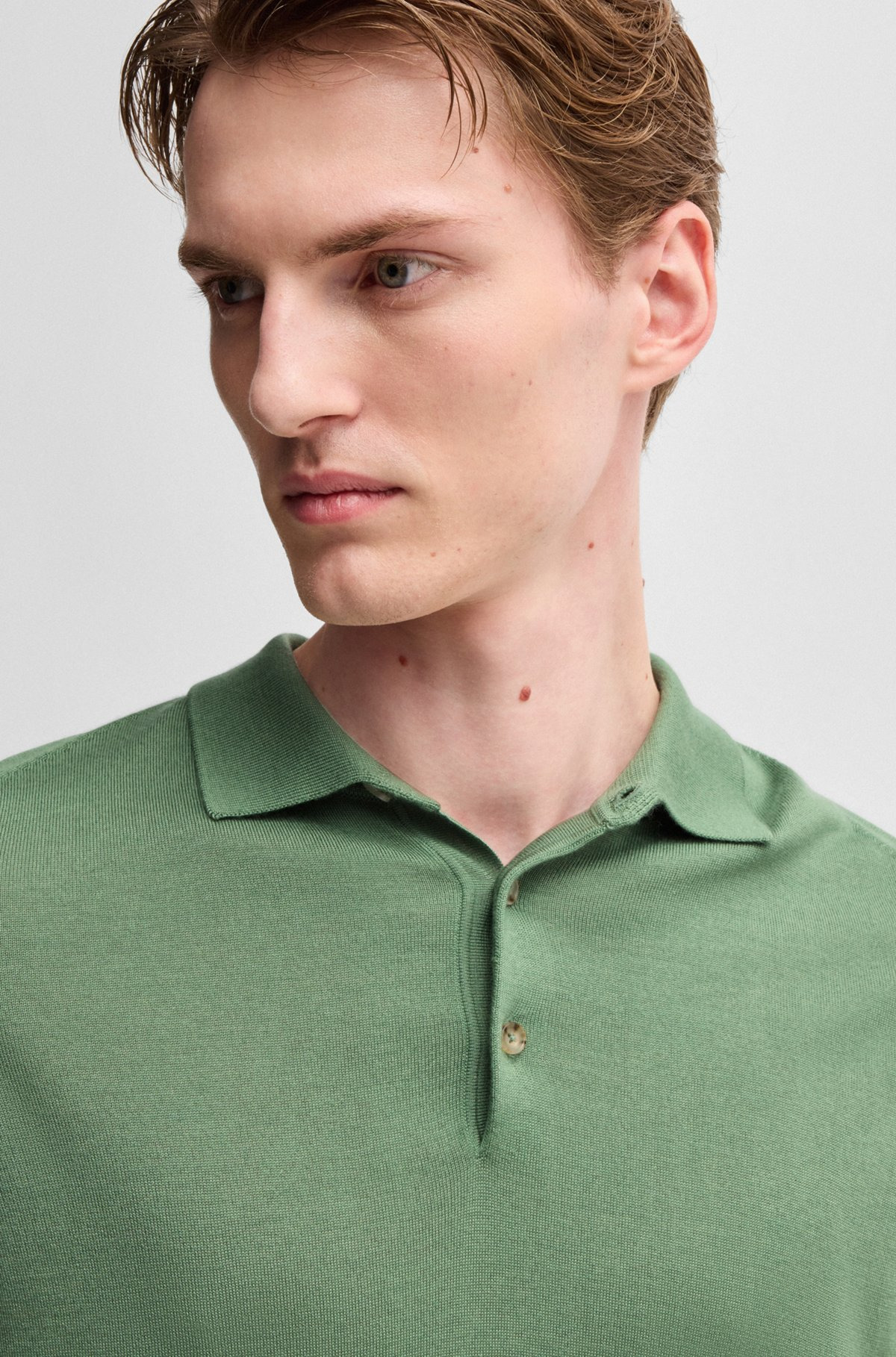 REGULAR-FIT POLO SWEATER IN WOOL, SILK AND CASHMERE - 3