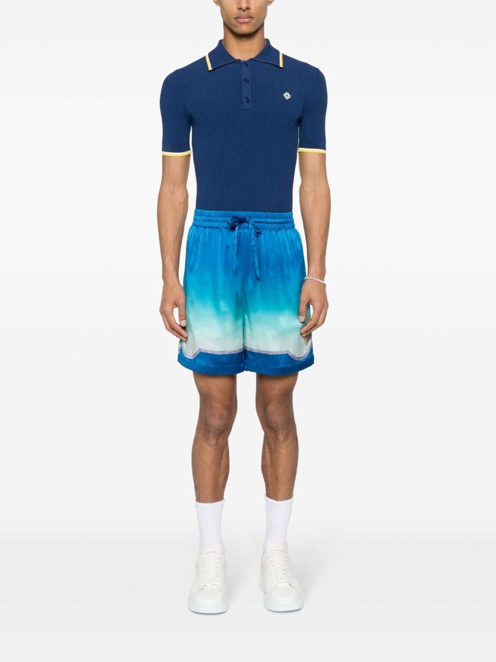 ombré mosaic silk shorts - 2