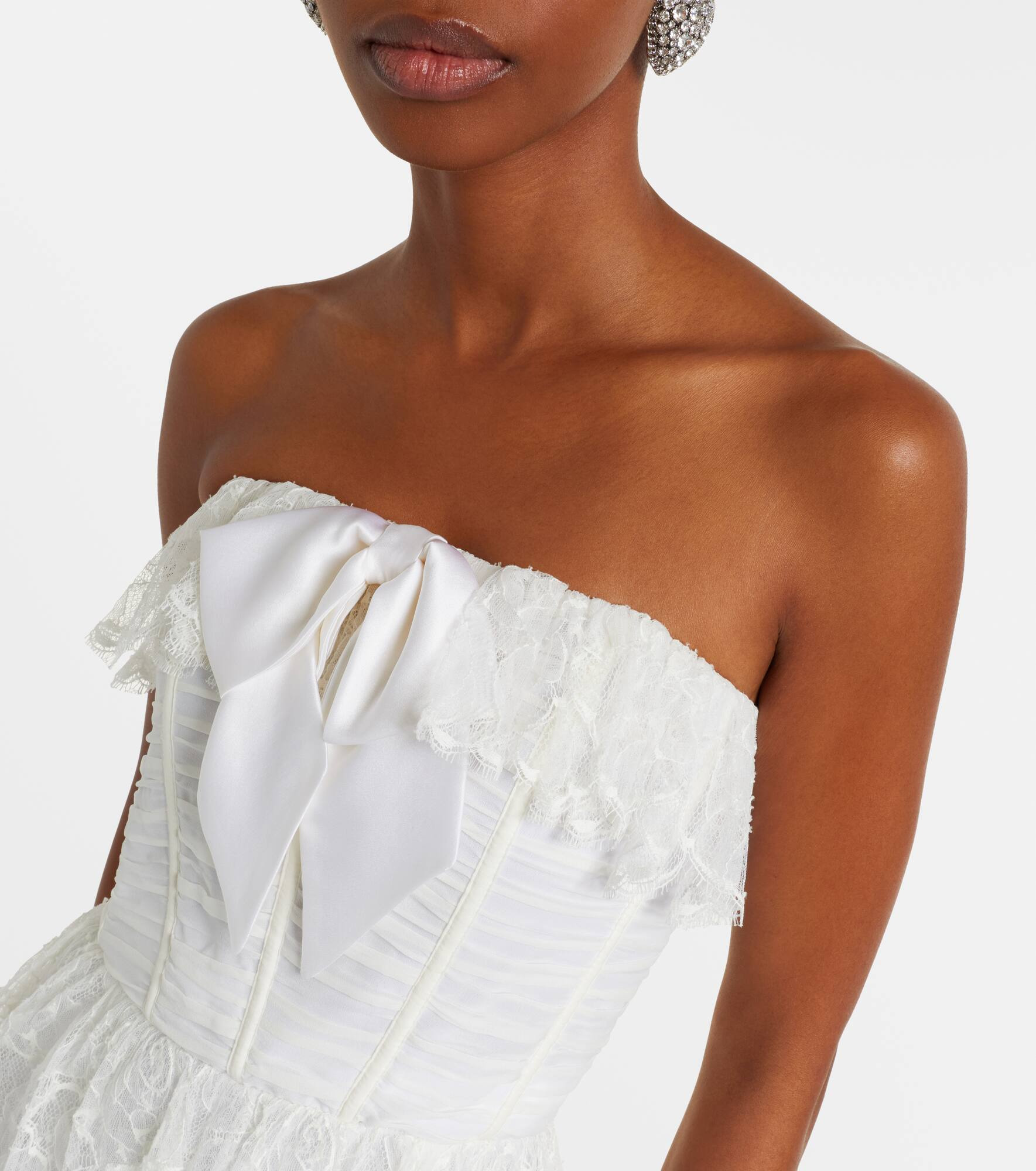 Lace and silk georgette bustier dress - 4