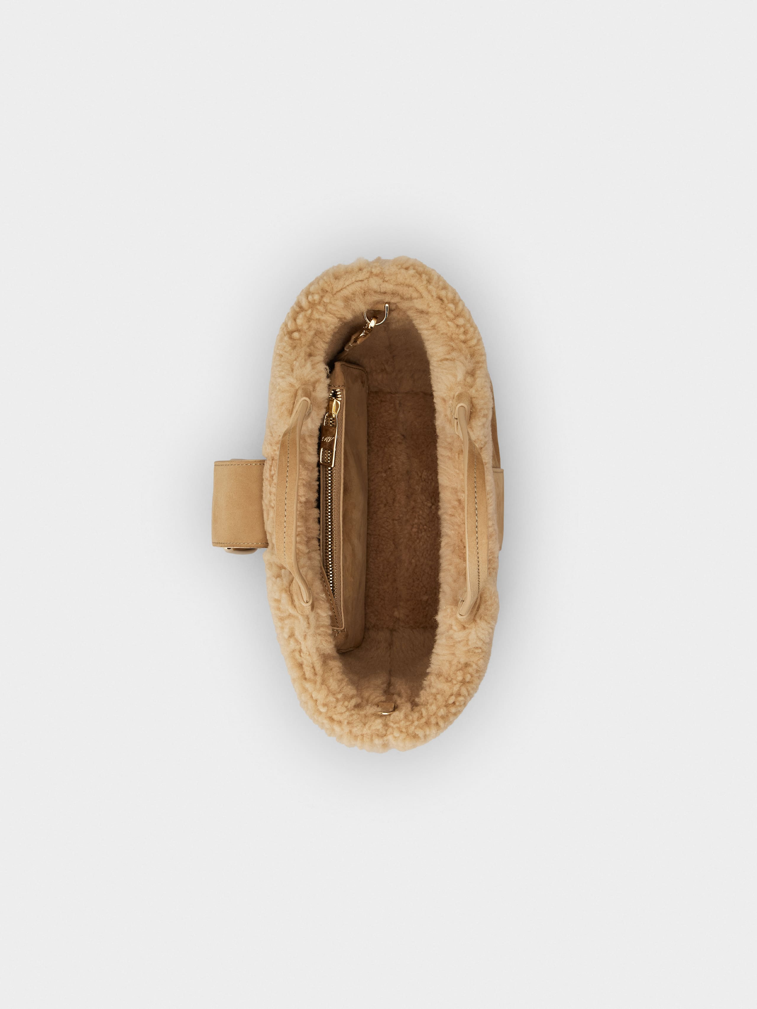 Viv' Choc Shopping Bag in suede and shearling - 6