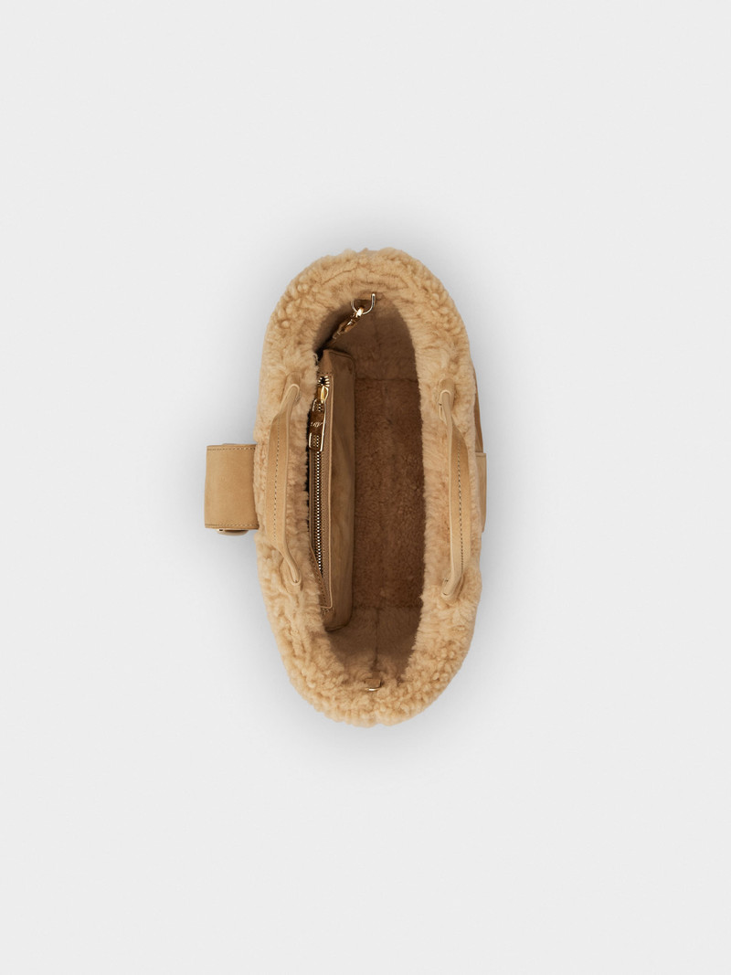 Viv' Choc Shopping Bag in suede and shearling 6