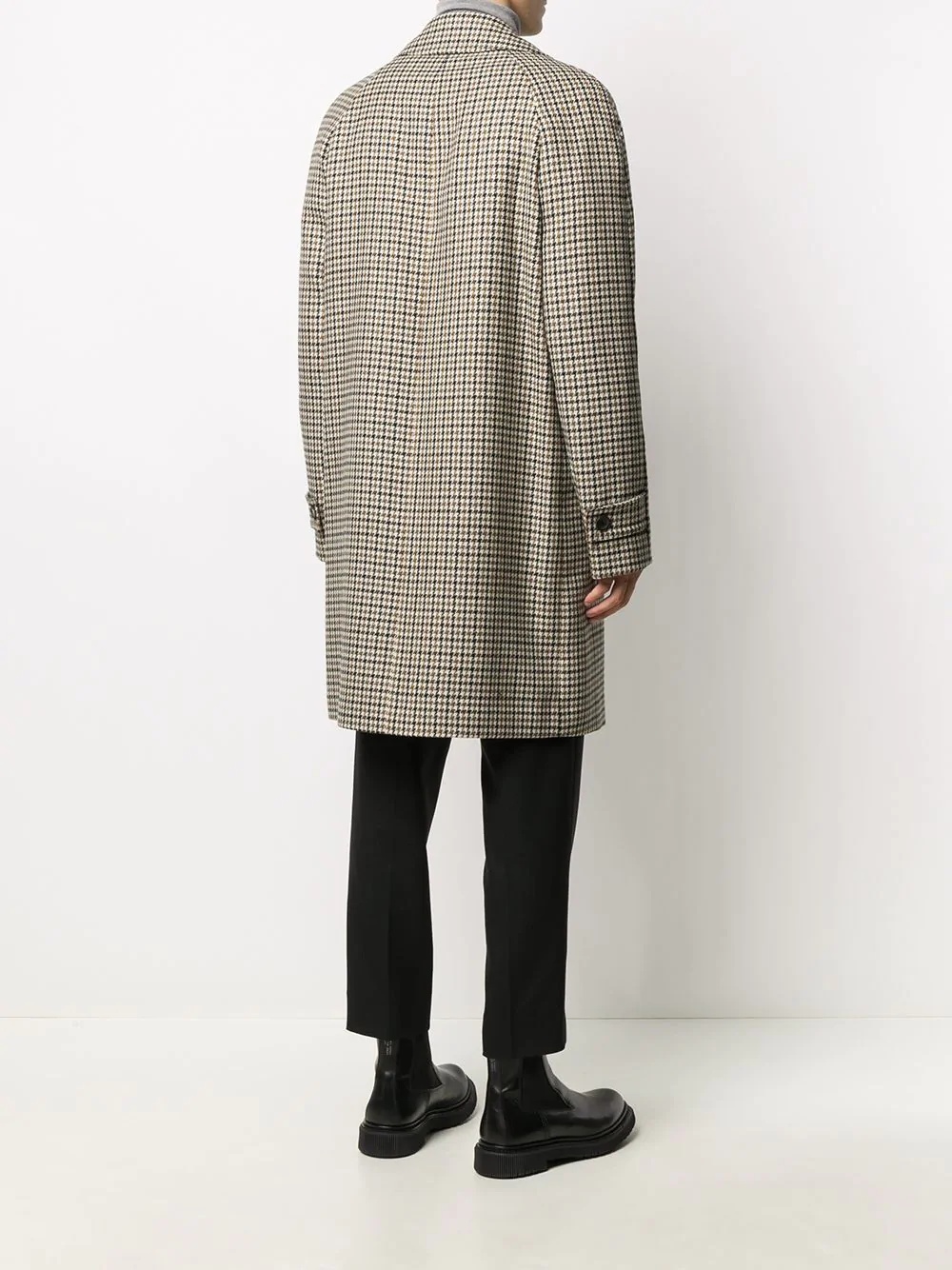 houndstooth-print single breasted coat  - 4