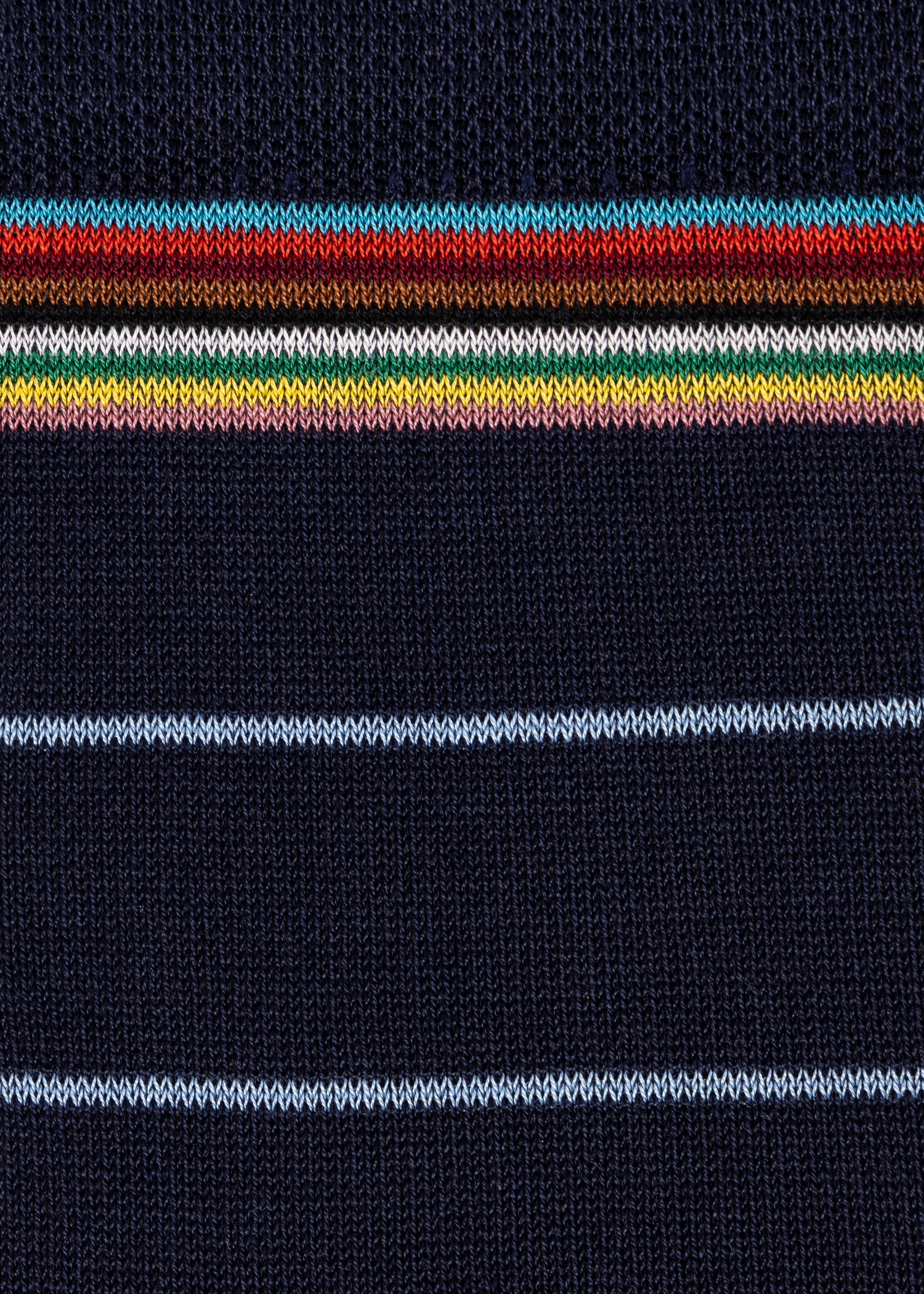 Navy Blue Cotton-Blend Pinstripe Socks - 3