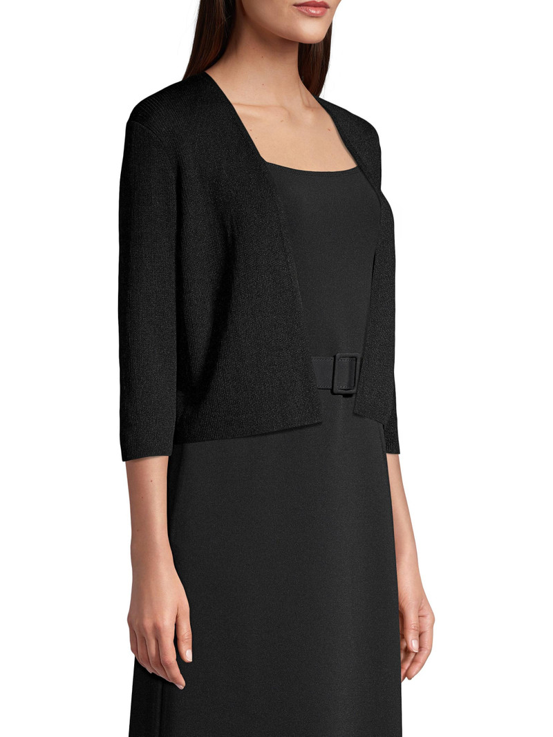 Women's Open-Front Cropped Cardigan - Black 4