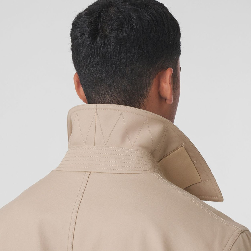 Scarf Detail Fringed Cotton Gabardine Car Coat 4