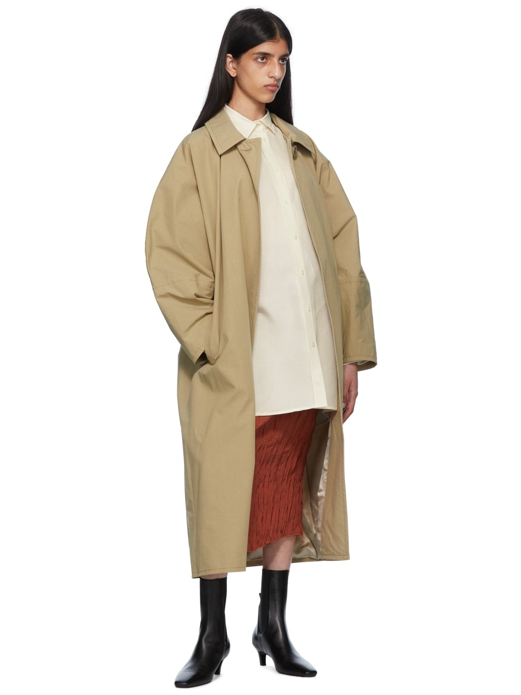 Toteme Beige Open Front Trench Coat ssense REVERSIBLE