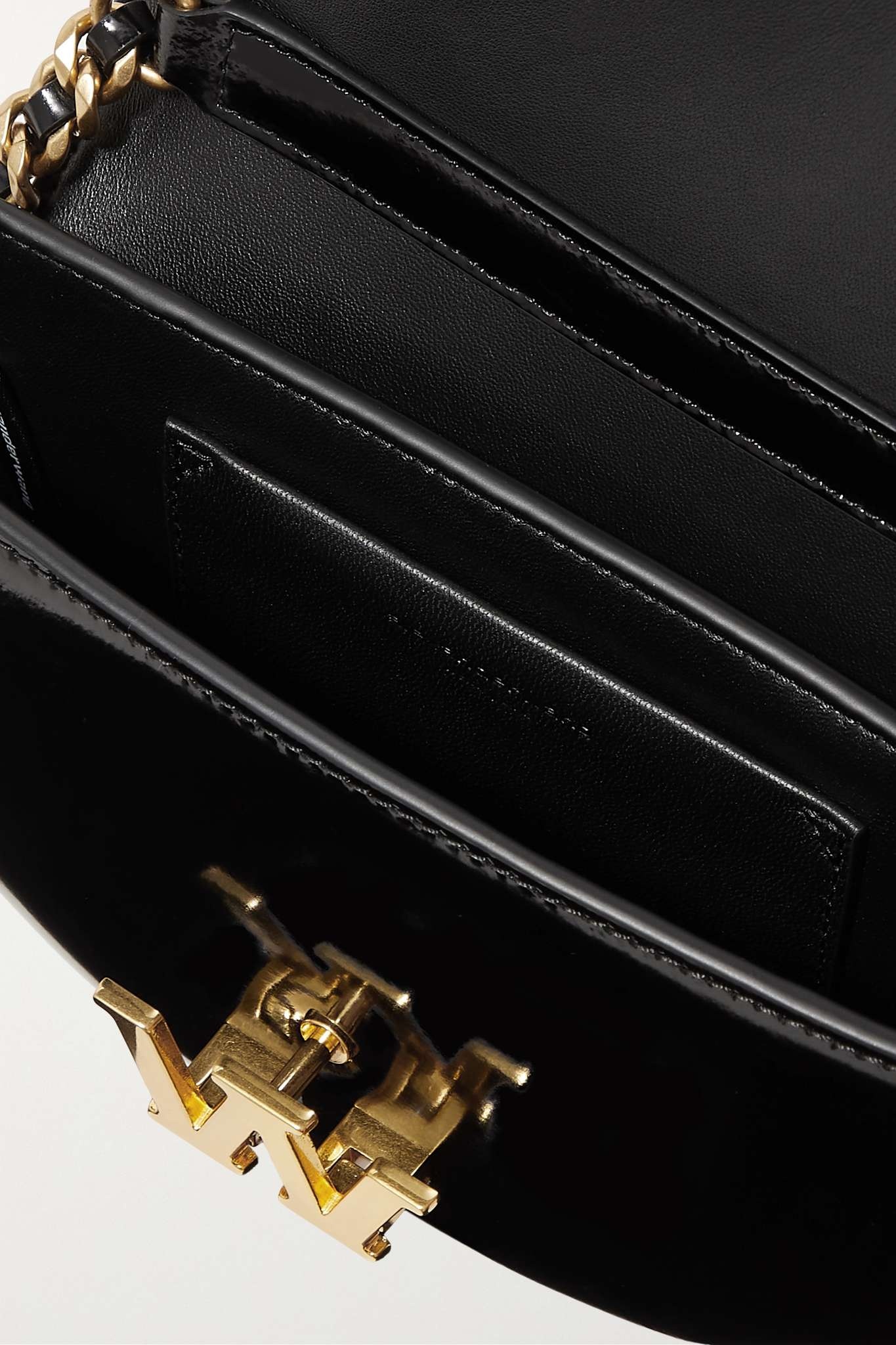 W Legacy chain-embellished glossed-leather shoulder bag - 5