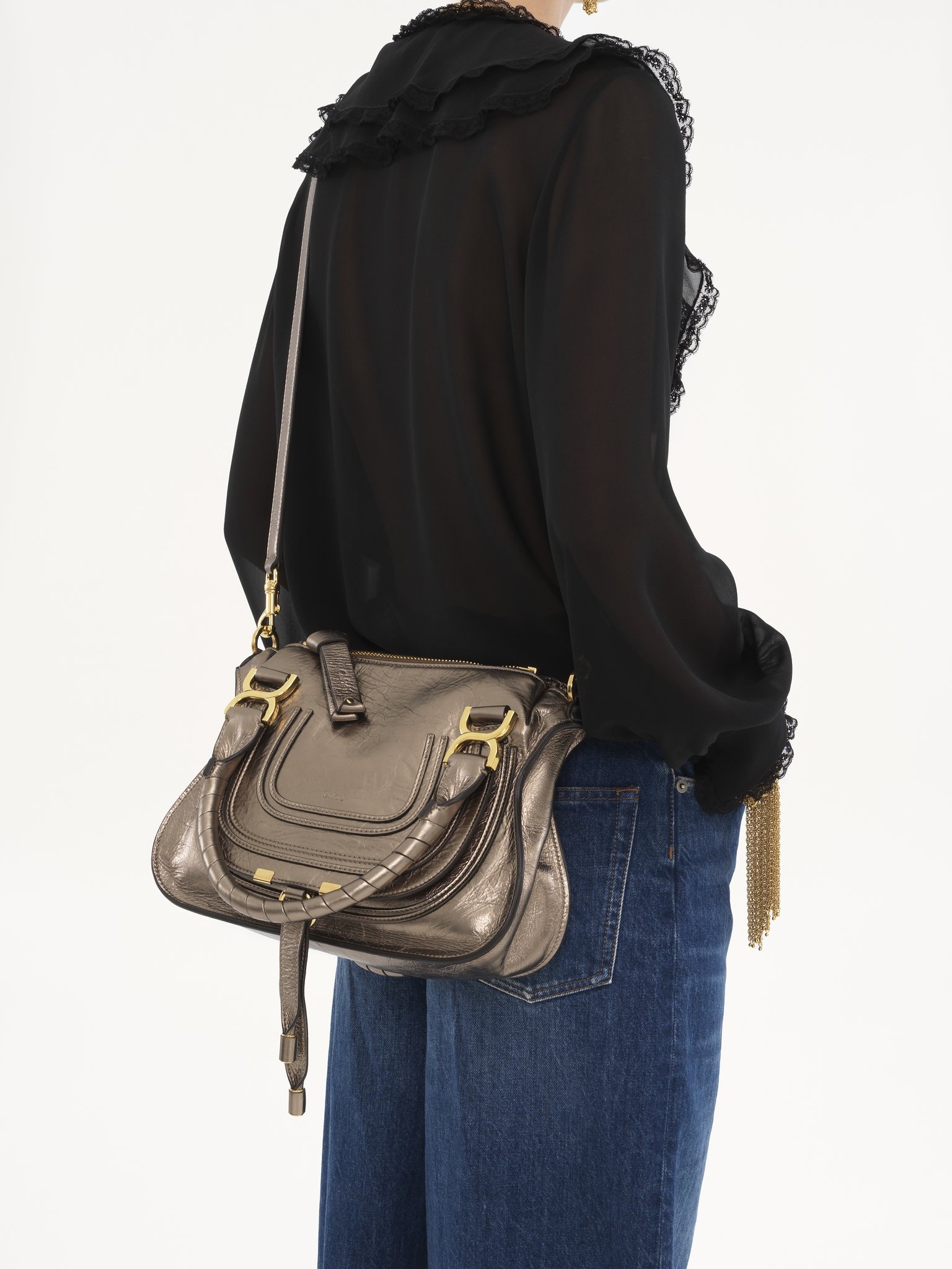 SMALL MARCIE BAG IN METALLIZED LEATHER - 2