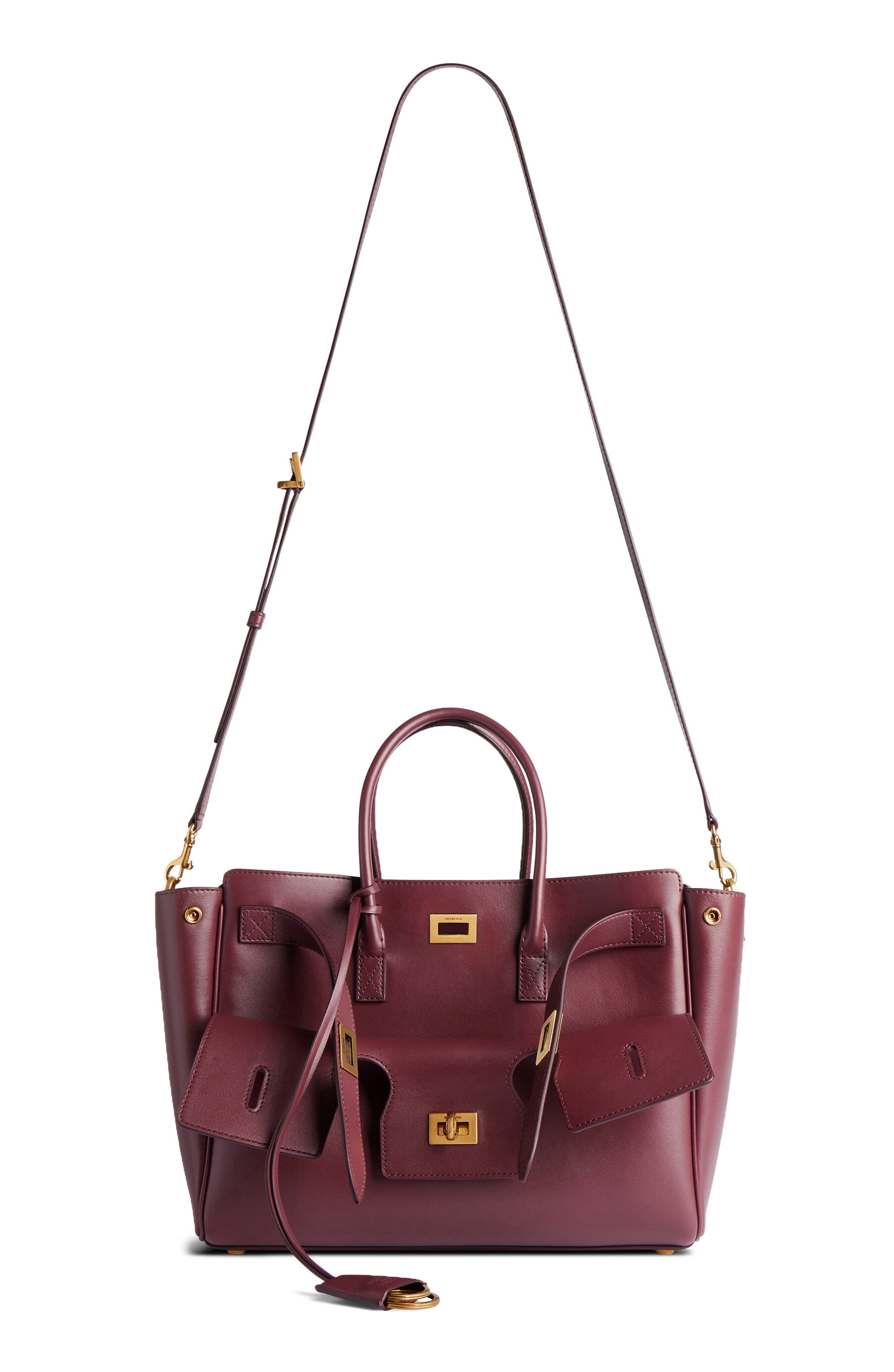 Balenciaga Small Bel Air Leather Tote in 6034 Dark Burgundy at Nordstrom - 4