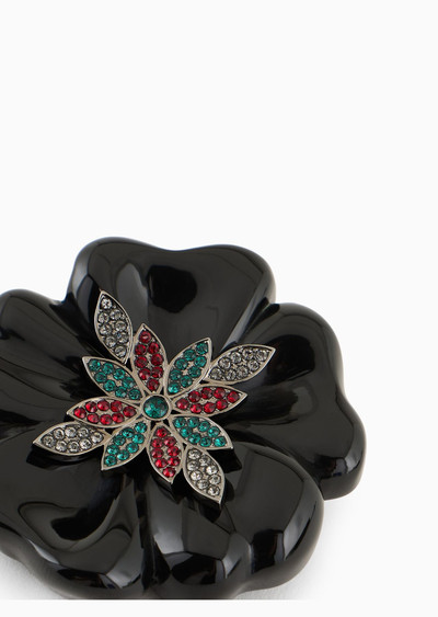 GIORGIO ARMANI Swarovski crystal and resin flower-shaped brooch outlook