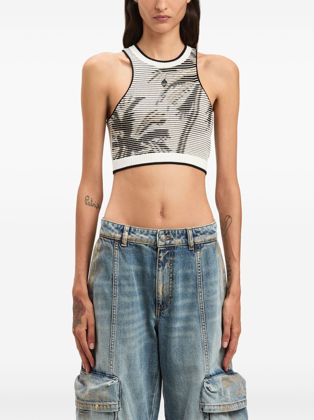 palms-jacquard crop top - 3