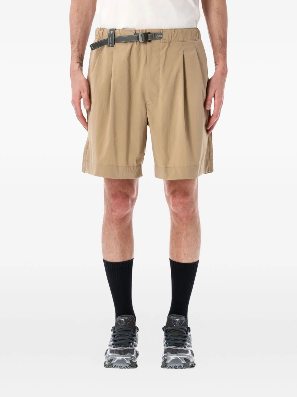 pleated belted shorts - 1