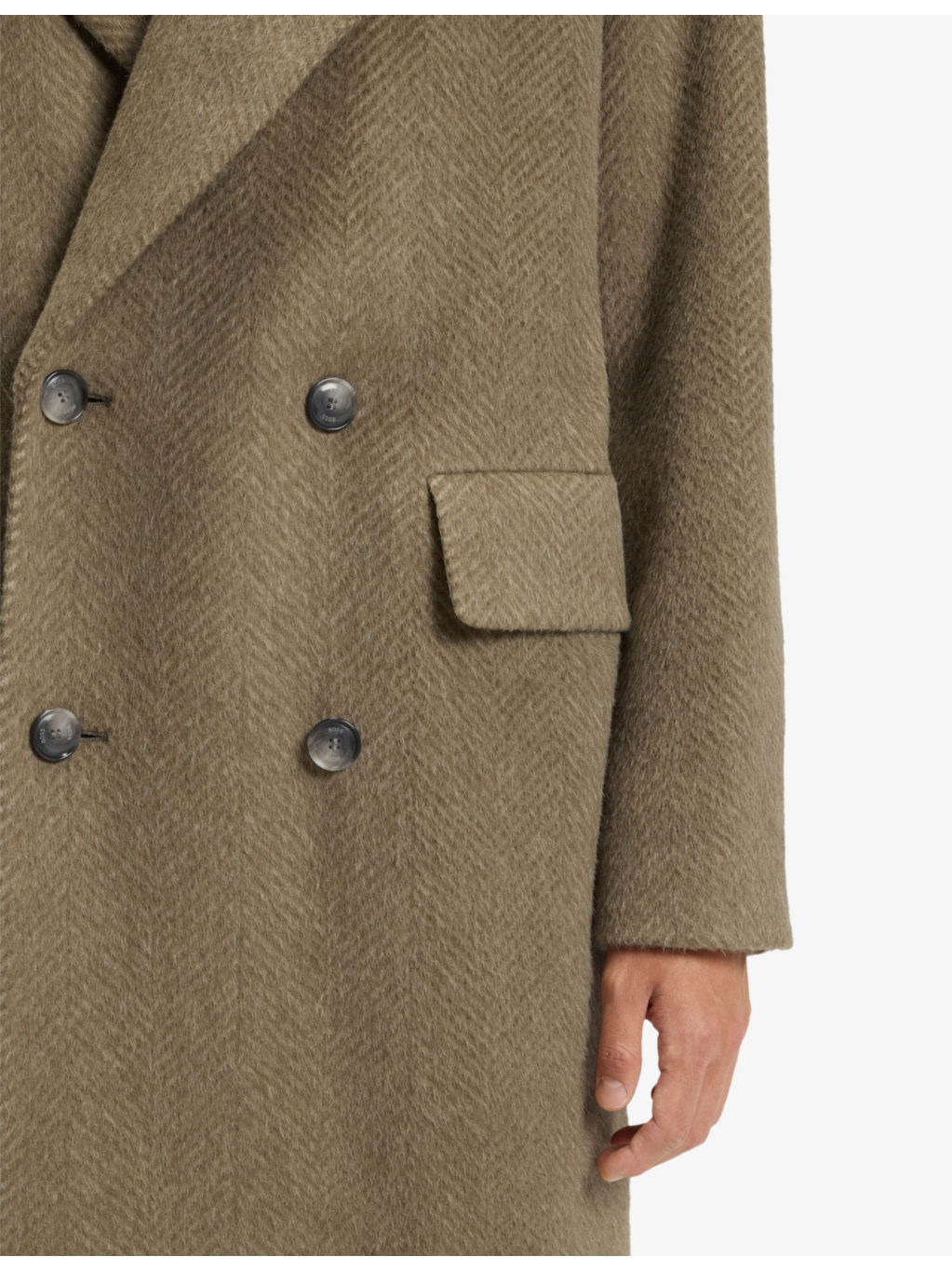 Double-Breasted Herringbone Wool-Blend Coat - 4