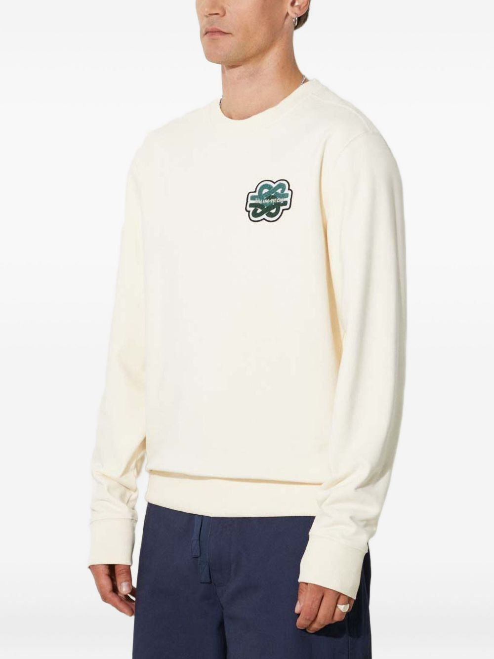 embroidered-patch crew-neck sweatshirt - 3