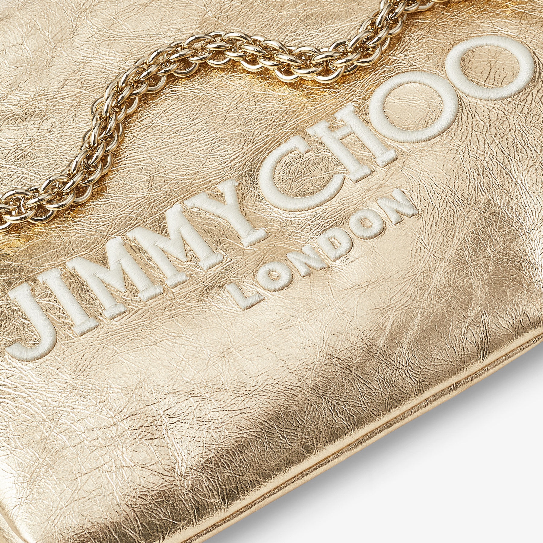 Callie Shoulder
Gold Metallic Nappa Shoulder Bag with Jimmy Choo Embroidery - 3