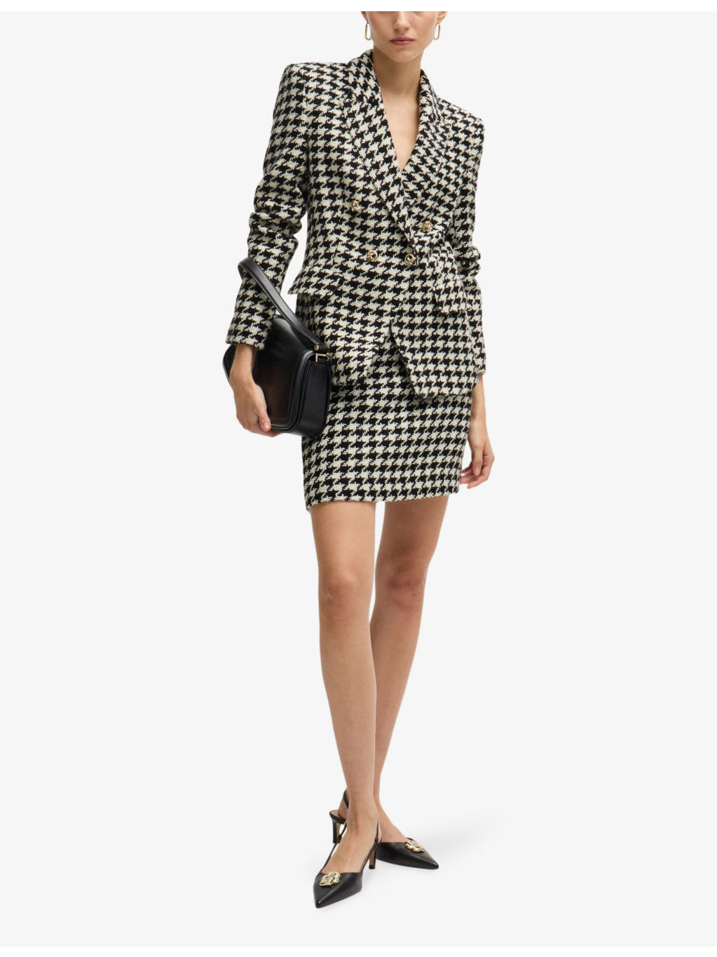 Houndstooth-pattern slim-fit woven blazer - 2